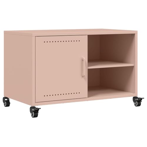 vidaXL TV Schrank, Lowboard für Fernseher, Fernsehtisch mit Rollen Stauraum, TV Möbel Fernsehschrank für Wohnzimmer, Rosa Kaltgewalzter Stahl vidaXL TV Schrank, Lowboard für Fernseher, Fernsehtisch mit Rollen Stauraum, TV Möbel Fernsehschrank für Wohnzimmer, Rosa Kaltgewalzter Stahl von vidaXL