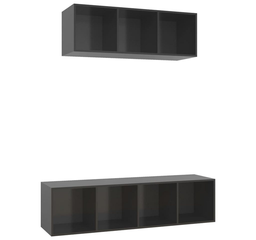 vidaXL TV-Schrank 2-tlg. TV-Schrank-Set Hochglanz-Grau Holzwerkstoff (1-St) von vidaXL