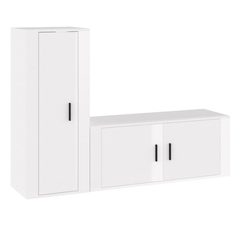 vidaXL TV-Schrank 2-tlg. TV-Schrank-Set Hochglanz-Weiß Holzwerkstoff (2-St) von vidaXL