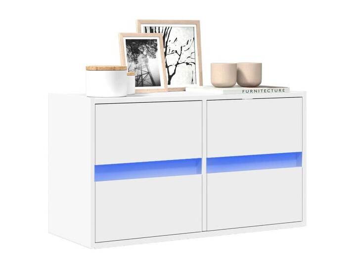 vidaXL TV-Schrank 2tlg TV Schrank Set Hängeschrank Wandschrank Lowboard mit LED Weiß 80x, weiß von vidaXL