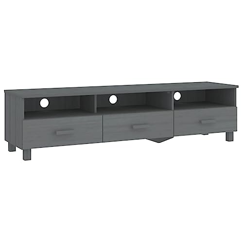 vidaXL TV Schrank 3 Schubladen 3 Fächer Lowboard TV Möbel Sideboard Fernsehtisch Fernsehschrank HiFi-Schrank Dunkelgrau 158x40x40cm Massivholz Kiefer von vidaXL