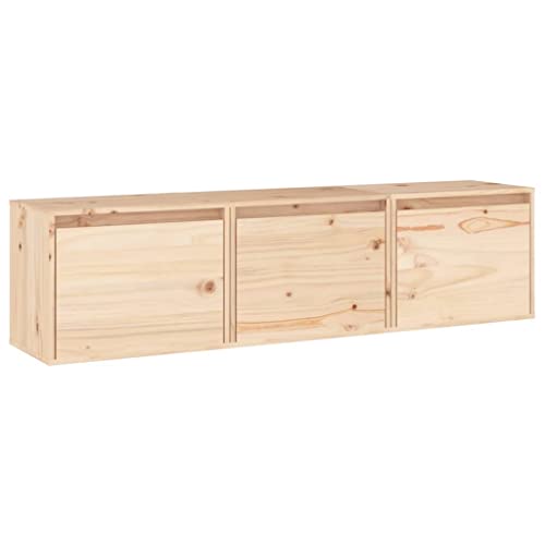 vidaXL TV Schrank 3-TLG. Wandschrank Hängeschrank Wohnwand Lowboard Fernsehschrank Fernsehtisch TV Möbel HiFi-Schrank Massivholz Kiefer von vidaXL
