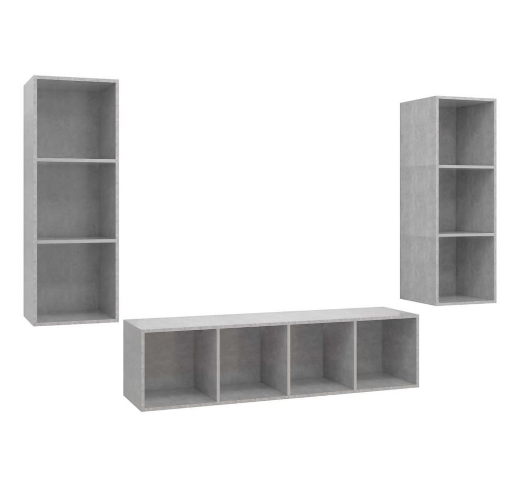 vidaXL TV-Schrank 3-tlg. TV-Schrank-Set Betongrau Holzwerkstoff (1-St) von vidaXL