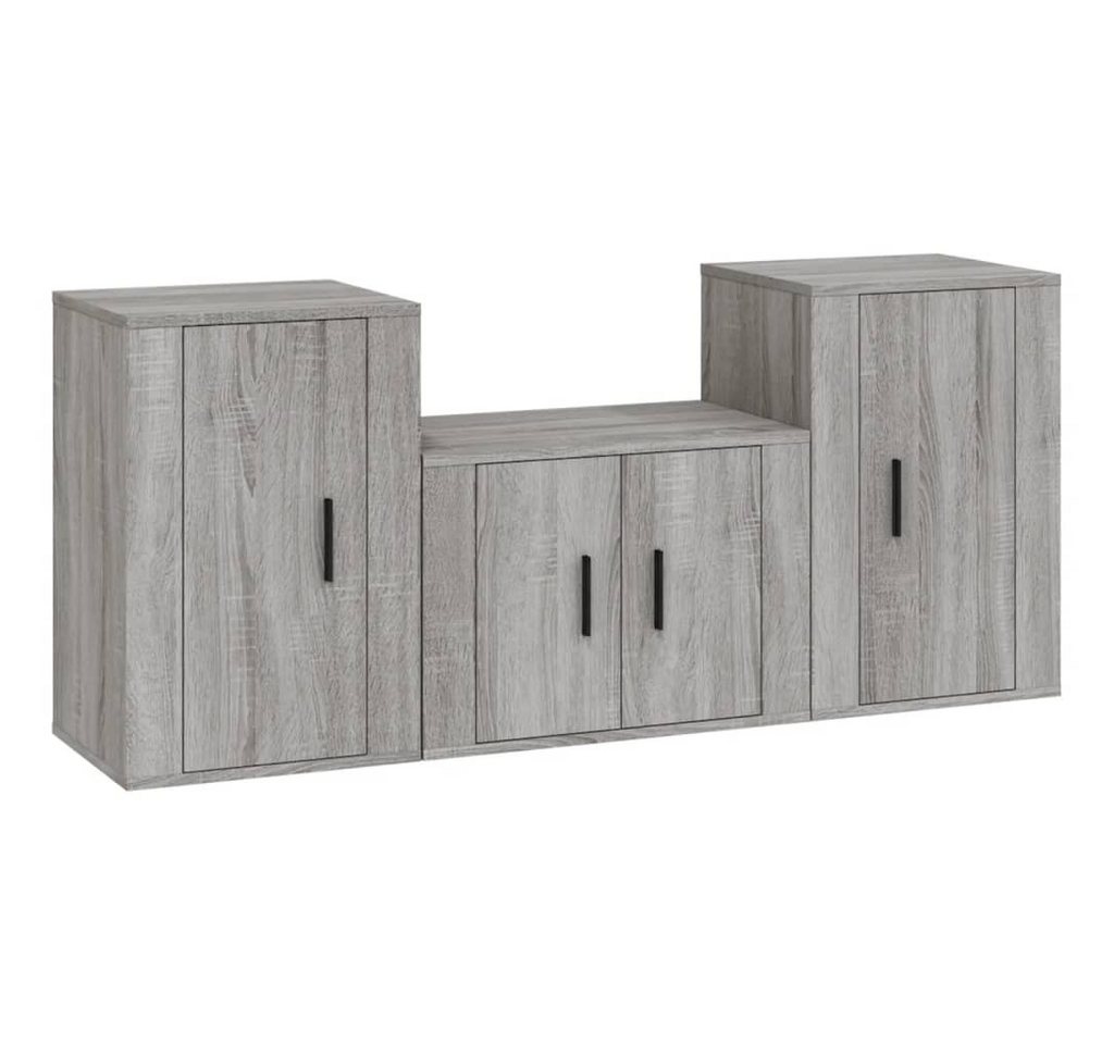 vidaXL TV-Schrank 3-tlg. TV-Schrank-Set Grau Sonoma Holzwerkstoff (3-St) von vidaXL