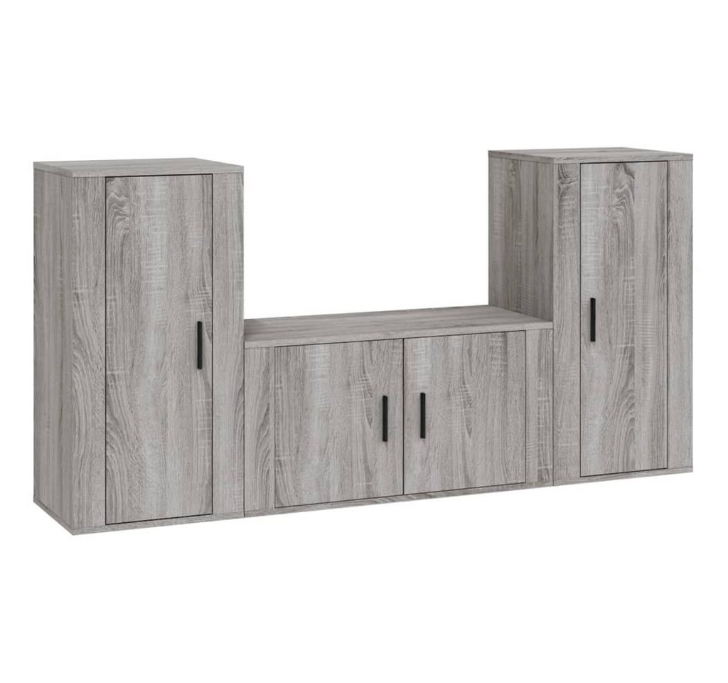 vidaXL TV-Schrank 3-tlg. TV-Schrank-Set Grau Sonoma Holzwerkstoff (3-St) von vidaXL