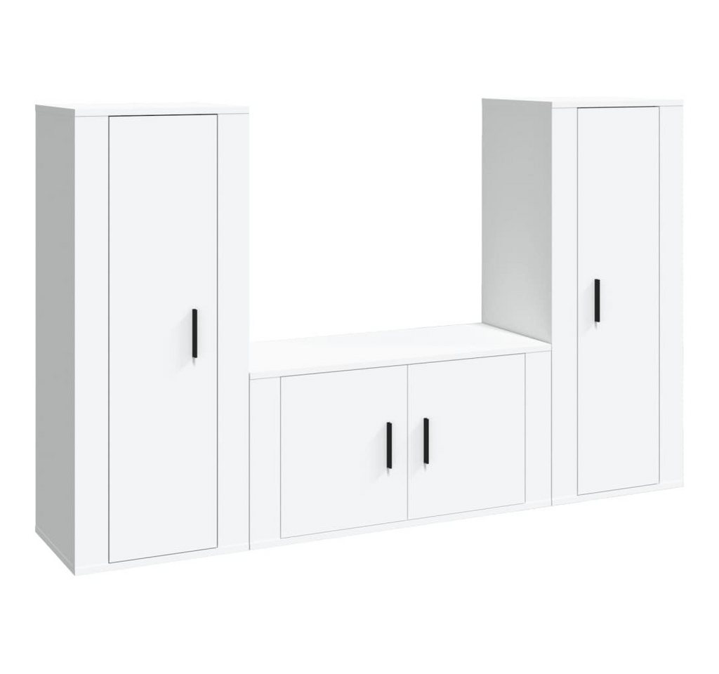 vidaXL TV-Schrank 3-tlg. TV-Schrank-Set Weiß Holzwerkstoff (3-St) von vidaXL