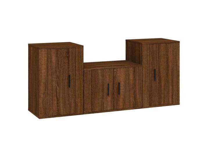 vidaXL TV-Schrank 3tlg TV Schrank Set Hängeschrank Wandschrank Lowboard Braun Eichen-Opt, braun von vidaXL