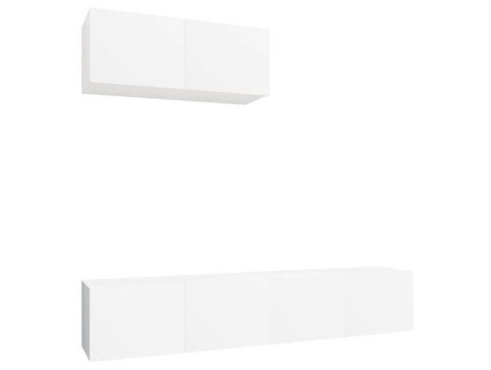 vidaXL TV-Schrank 3tlg TV Schrank Set Hängeschrank Wandschrank Lowboard Weiß Spanplatte, weiß von vidaXL