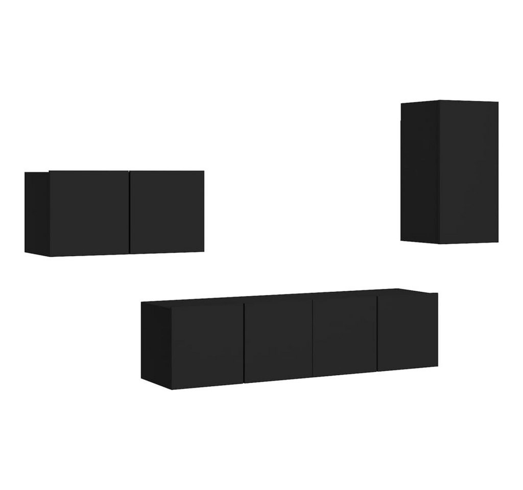 vidaXL TV-Schrank 4-tlg. TV-Schrank-Set Schwarz Holzwerkstoff (1-St) von vidaXL