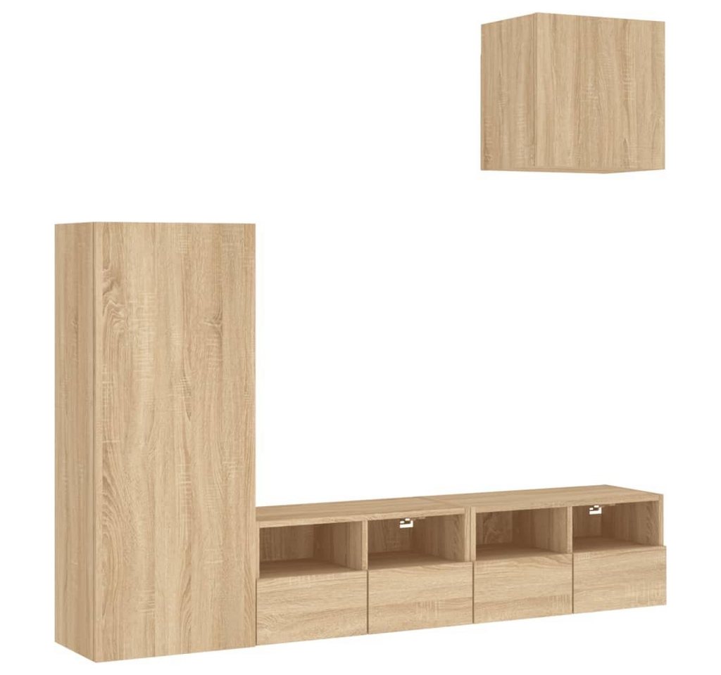 vidaXL TV-Schrank 4-tlg. Wohnwand Sonoma-Eiche Holzwerkstoff (1-St) von vidaXL