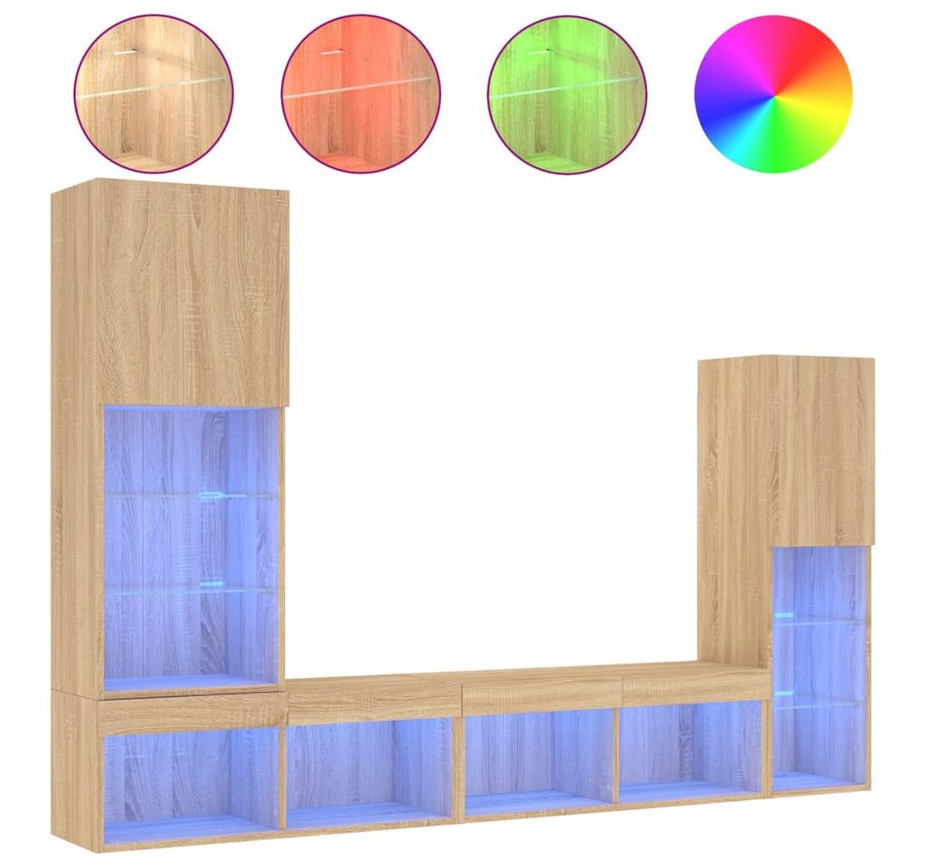 vidaXL TV-Schrank 4-tlg. Wohnwand mit LED-Beleuchtung Sonoma-Eiche Holzwerkstoff vidaXL TV-Schrank 4-tlg. Wohnwand mit LED-Beleuchtung Sonoma-Eiche Holzwerkstoff von vidaXL