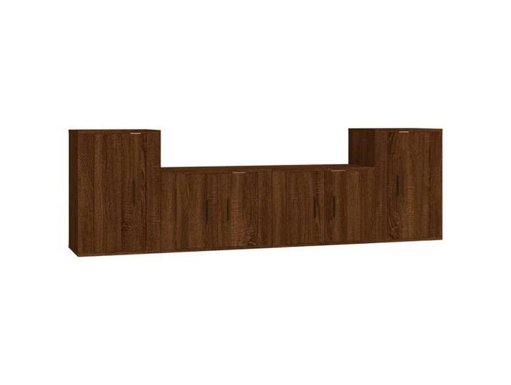 vidaXL TV-Schrank 4tlg TV Schrank Set Hängeschrank Wandschrank Lowboard Braun Eichen-Opt, braun von vidaXL