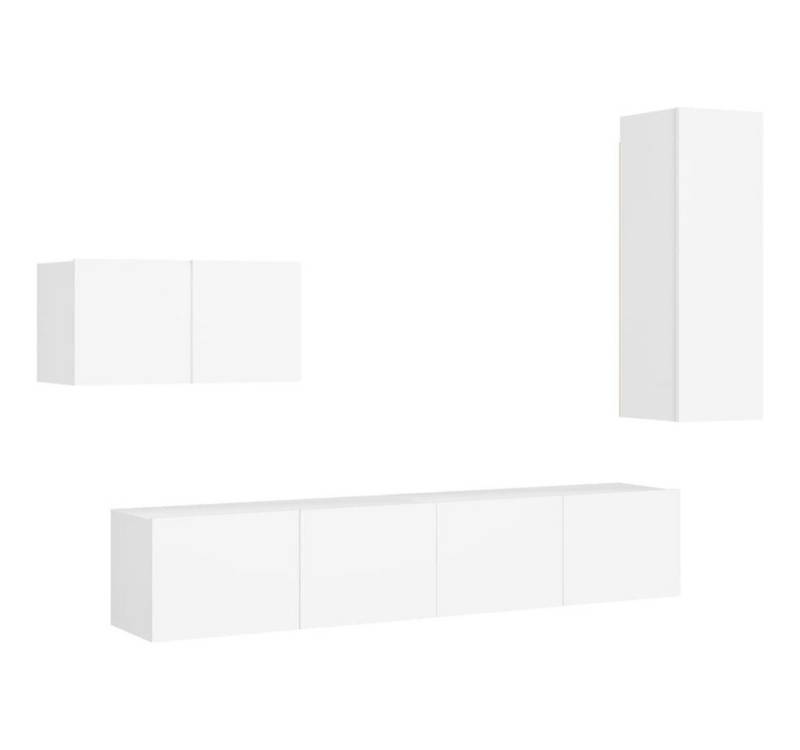 vidaXL TV-Schrank 4tlg TV Schrank Set Hängeschrank Wohnwand Fernsehschrank Weiß Spanplat von vidaXL
