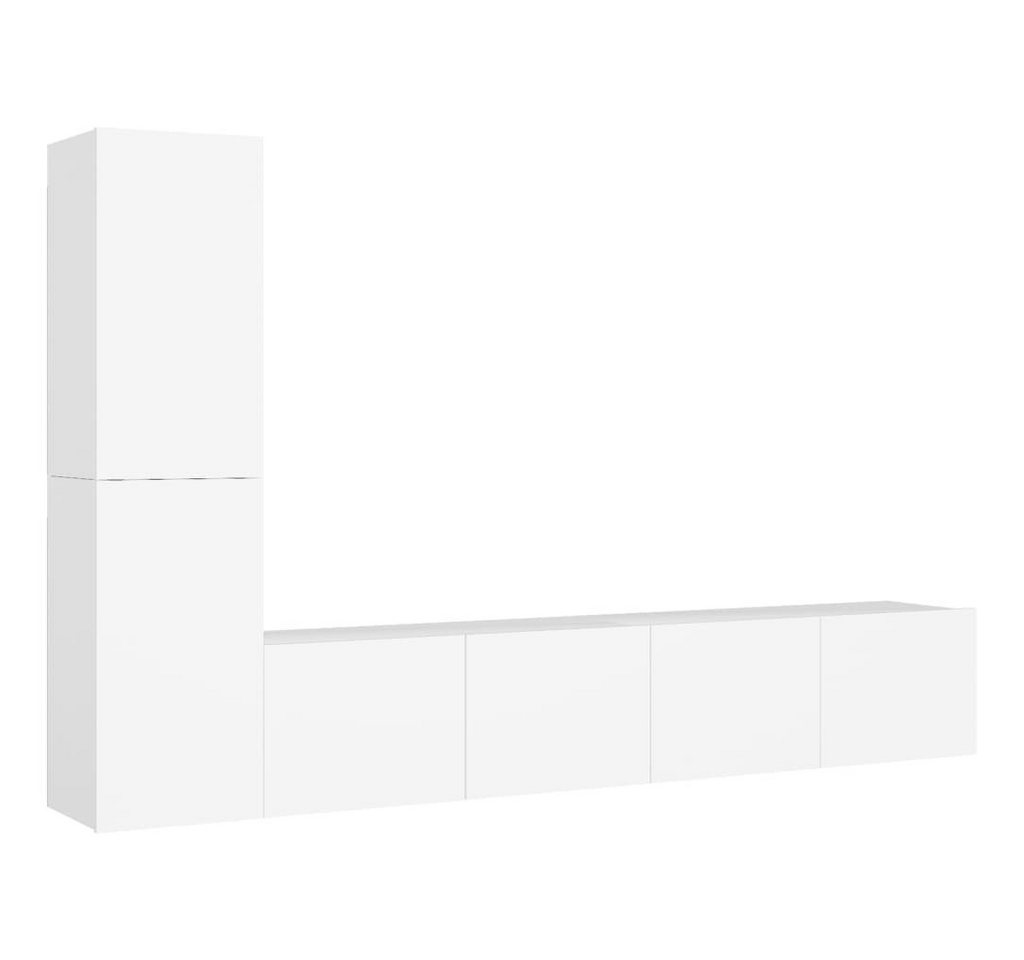 vidaXL TV-Schrank 4tlg TV Schrank Set Hängeschrank Wohnwand Fernsehschrank Weiß Spanplat von vidaXL