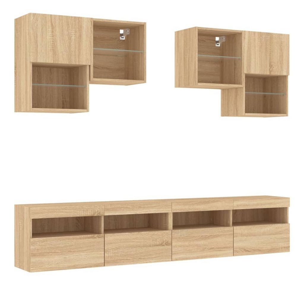 vidaXL TV-Schrank 6-tlg. TV-Wohnwand mit LED-Leuchten Sonoma-Eiche (1-St) von vidaXL