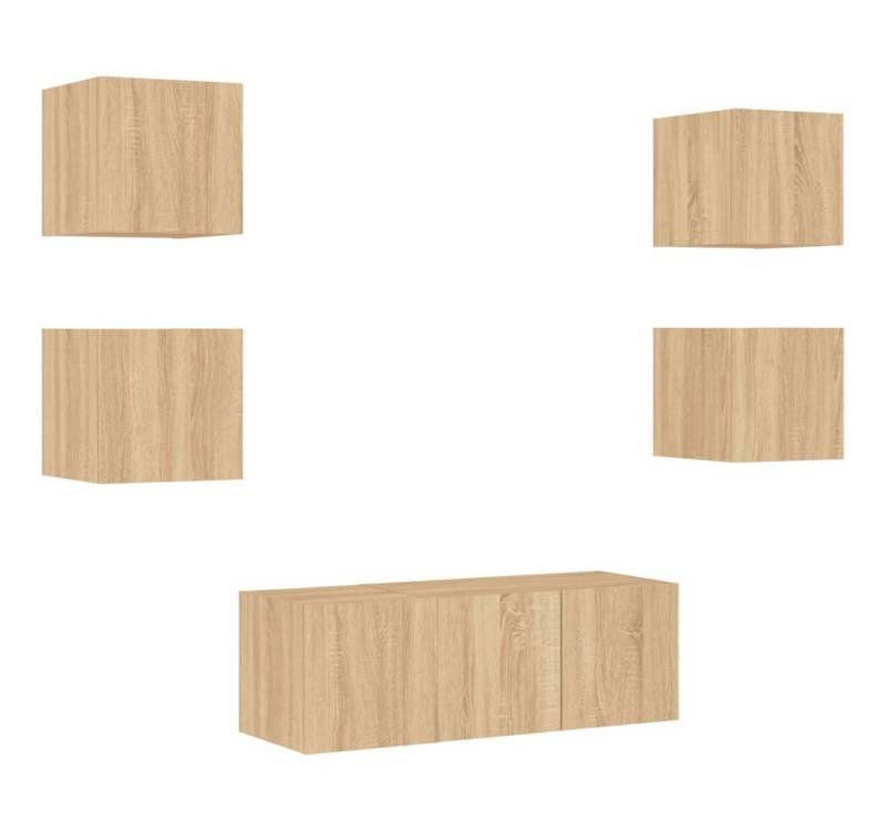 vidaXL TV-Wand 6-tlg. Wohnwand mit LED-Beleuchtung Sonoma-Eiche Holzwerkstoff, (1-St) von vidaXL