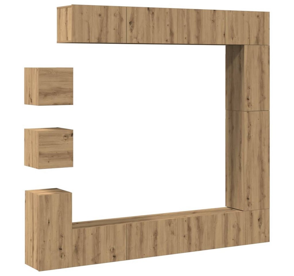 vidaXL TV-Schrank 9-tlg. TV-Schrank-Set Wandmontage Artisan-Eiche Holzwerkstoff (1-St) von vidaXL