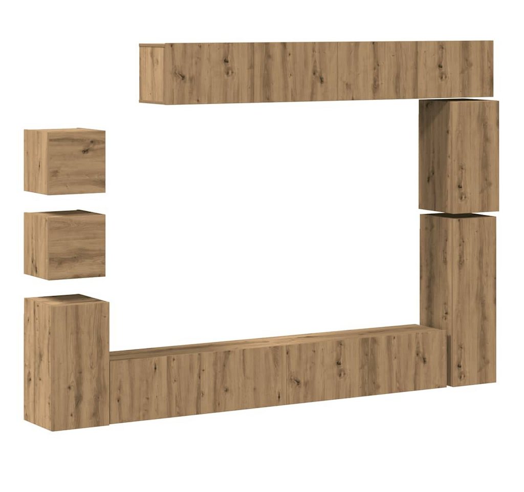 vidaXL TV-Schrank 9-tlg. TV-Schrank-Set Wandmontage Artisan-Eiche Holzwerkstoff (9-St) von vidaXL