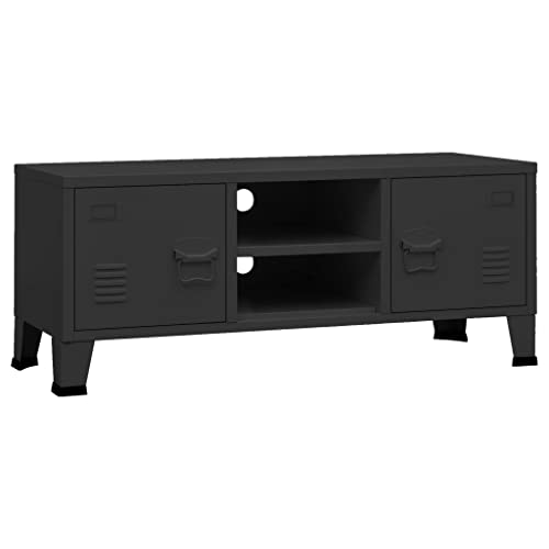 vidaXL TV Schrank Industrie-Stil Lowboard TV Möbel Tisch Board Sideboard Fernsehtisch Fernsehschrank HiFi-Schrank Schwarz 105x35x42cm Metall von vidaXL