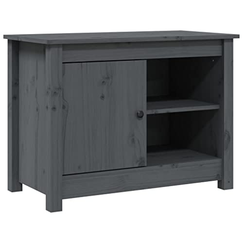 vidaXL TV Schrank Lowboard TV Möbel Tisch Board Sideboard Fernsehschrank Fernsehtisch HiFi-Schrank Grau 70x36,5x52cm Massivholz Kiefer von vidaXL