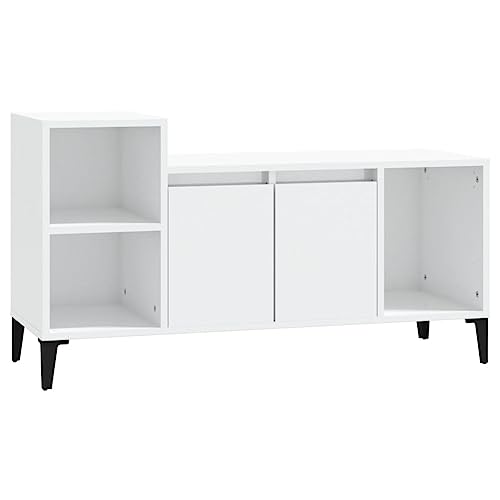 vidaXL TV Schrank Lowboard TV Möbel Tisch Board Sideboard Fernsehschrank Fernsehtisch HiFi-Schrank Wohnzimmer Hochglanz-Weiß 100x35x55cm Holzwerkstoff von vidaXL