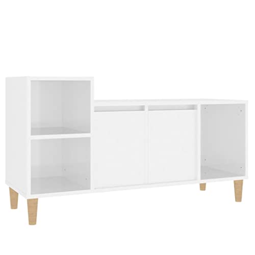 vidaXL TV Schrank Lowboard TV Möbel Tisch Board Sideboard Fernsehschrank Fernsehtisch HiFi-Schrank Wohnzimmer Hochglanz-Weiß 100x35x55cm Holzwerkstoff von vidaXL