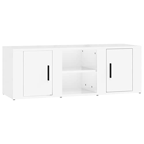 vidaXL TV Schrank Lowboard TV Möbel Tisch Board Sideboard Fernsehtisch Fernsehschrank HiFi-Schrank Hochglanz-Weiß 100x31,5x35cm Holzwerkstoff von vidaXL