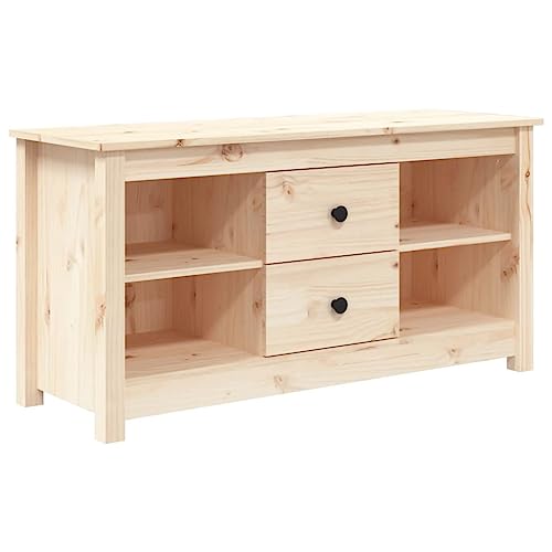 vidaXL TV Schrank Lowboard TV Möbel Tisch Board Sideboard Fernsehtisch Fernsehschrank HiFi-Schrank Wohnzimmer 103x36,5x52cm Massivholz Kiefer von vidaXL