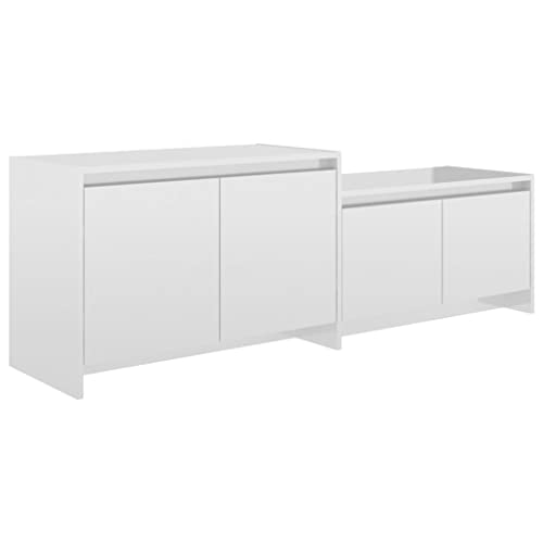 vidaXL TV Schrank Lowboard TV Möbel Tisch Board Sideboard Fernsehtisch Fernsehschrank HiFi-Schrank Wohnzimmer Hochglanz-Weiß 146,5x35x50cm Holzwerkstoff von vidaXL