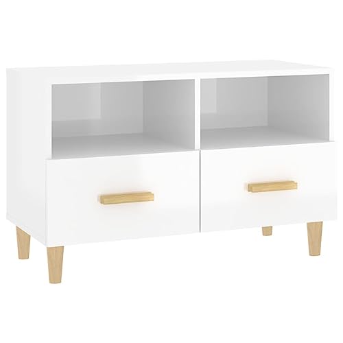 vidaXL TV Schrank Lowboard TV Möbel Tisch Board Sideboard Fernsehtisch Fernsehschrank HiFi-Schrank Wohnzimmer Hochglanz-Weiß 80x36x50cm Holzwerkstoff von vidaXL