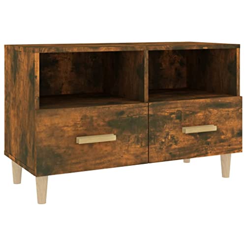 vidaXL TV Schrank Lowboard TV Möbel Tisch Board Sideboard Fernsehtisch Fernsehschrank HiFi-Schrank Wohnzimmer Räuchereiche 80x36x50cm Holzwerkstoff von vidaXL