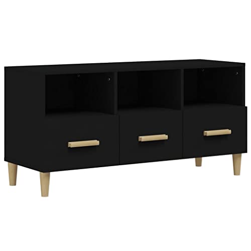 vidaXL TV Schrank Lowboard TV Möbel Tisch Board Sideboard Fernsehtisch Fernsehschrank HiFi-Schrank Wohnzimmer Schwarz 102x36x50cm Holzwerkstoff von vidaXL