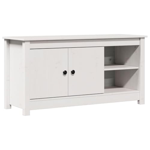 vidaXL TV Schrank Lowboard TV Möbel Tisch Board Sideboard Fernsehtisch Fernsehschrank HiFi-Schrank Wohnzimmer Weiß 103x36,5x52cm Massivholz Kiefer von vidaXL