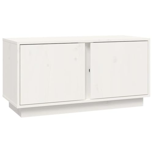 vidaXL TV Schrank Lowboard TV Möbel Tisch Board Sideboard Fernsehtisch Fernsehschrank HiFi-Schrank Wohnzimmer Weiß 80x35x40,5cm Massivholz Kiefer von vidaXL