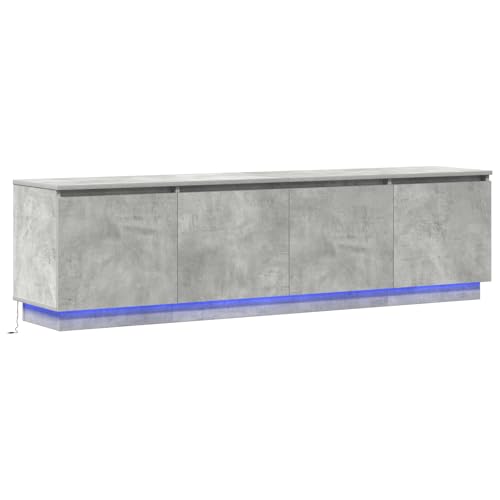 vidaXL TV-Schrank Mit LED Beton Grau 180X31X49 cm Holzwerkstoff Moderner Stand Schiebetüren Eingebaute Beleuchtung Wohnzimmerschrank Zeitgenössisches Design Unterhaltungsmöbel von vidaXL