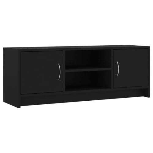 vidaXL TV Schrank, Fernsehschrank mit viel Stauraum, Lowboard für Fernseher Wohnzimmer, Fernsehtisch HiFi Schrank TV Möbel, Schwarz Holzwerkstoff von vidaXL