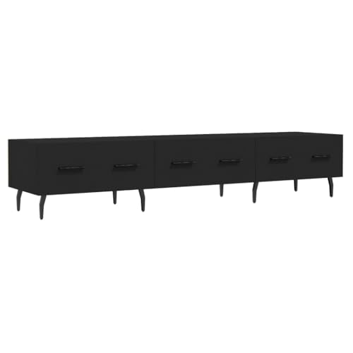 vidaXL TV Schrank, Fernsehschrank mit Eisenbeinen, Fernsehtisch für Wohnzimmer, Lowboard Sideboard TV Ständer TV Gerät, Schwarz Holzwerkstoff von vidaXL