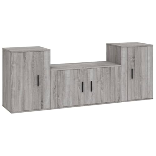 vidaXL TV Schrank Set 3-TLG., Wohnwand Wohnzimmer, Schrankwand Anbauwand mit Stauraum, Lowboard Fernsehtisch Wandmontage, Grau Sonoma Holzwerkstoff vidaXL TV Schrank Set 3-TLG., Wohnwand Wohnzimmer, Schrankwand Anbauwand mit Stauraum, Lowboard Fernsehtisch Wandmontage, Grau Sonoma Holzwerkstoff von vidaXL