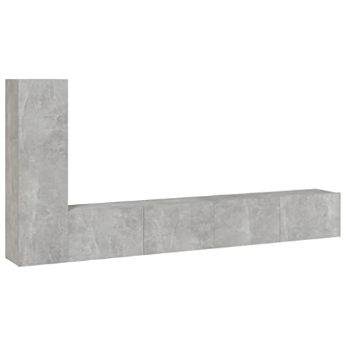 vidaXL TV Schrank Set 3-TLG. Wohnwand Schrankwand Anbauwand Hängeschrank Lowboard TV Möbel Fernsehschrank Wandschrank HiFi-Schrank Betongrau Holzwerkstoff von vidaXL