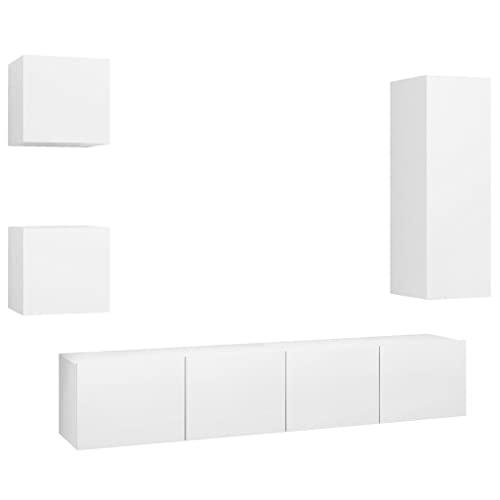 vidaXL TV Schrank Set 5-TLG. Wohnwand Anbauwand Schrankwand Hängeschrank TV Möbel Wandschrank Lowboard Fernsehschrank HiFi-Schrank Weiß Holzwerkstoff vidaXL TV Schrank Set 5-TLG. Wohnwand Anbauwand Schrankwand Hängeschrank TV Möbel Wandschrank Lowboard Fernsehschrank HiFi-Schrank Weiß Holzwerkstoff von vidaXL