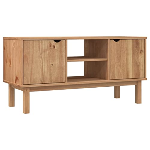 vidaXL TV Schrank TV Möbel Lowboard Fernsehschrank TV Tisch Beistellschrank HiFi-Schrank mit Regal 2 Fächern 113,5x43x57cm Massivholz Kiefer von vidaXL