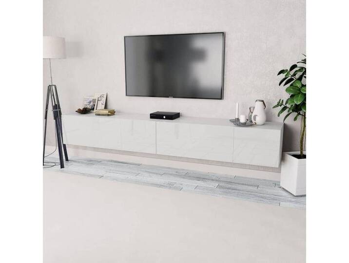 vidaXL TV-Schrank TV-Schränke 2 Stk Spanplatte 120 x 40 x 34 cm Hochglanz Weiß Lowboard, weiß von vidaXL