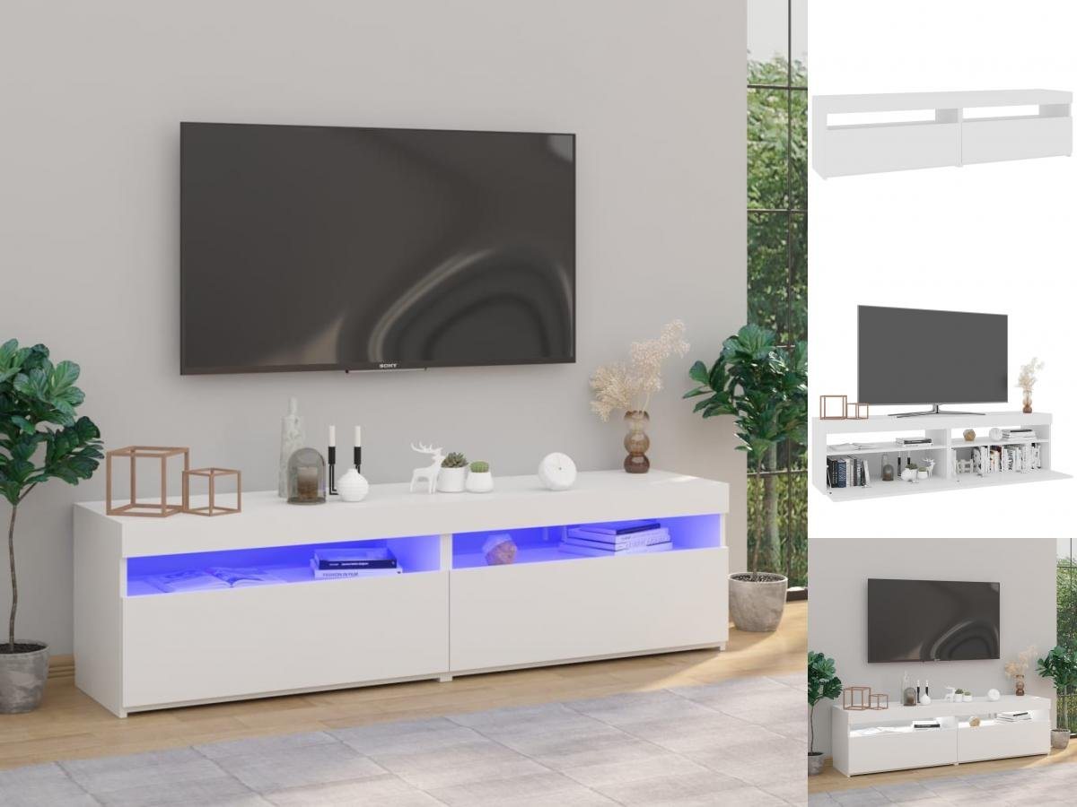 vidaXL TV-Schrank TV-Schränke 2 Stk mit LED-Leuchten Hochglanz-Weiß 75x35x40 cm Lowboard von vidaXL