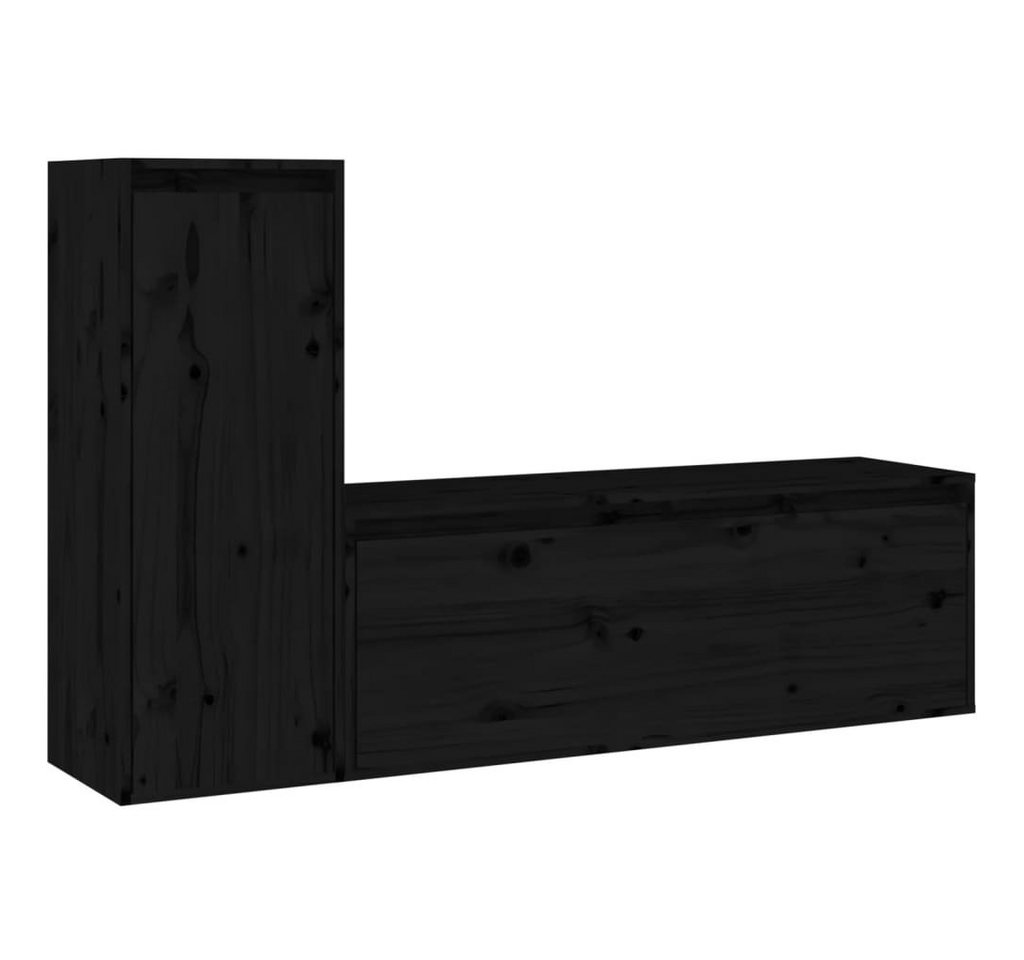 vidaXL TV-Schrank TV-Schränke 2 Stk. Schwarz Massivholz Kiefer (2-St) von vidaXL