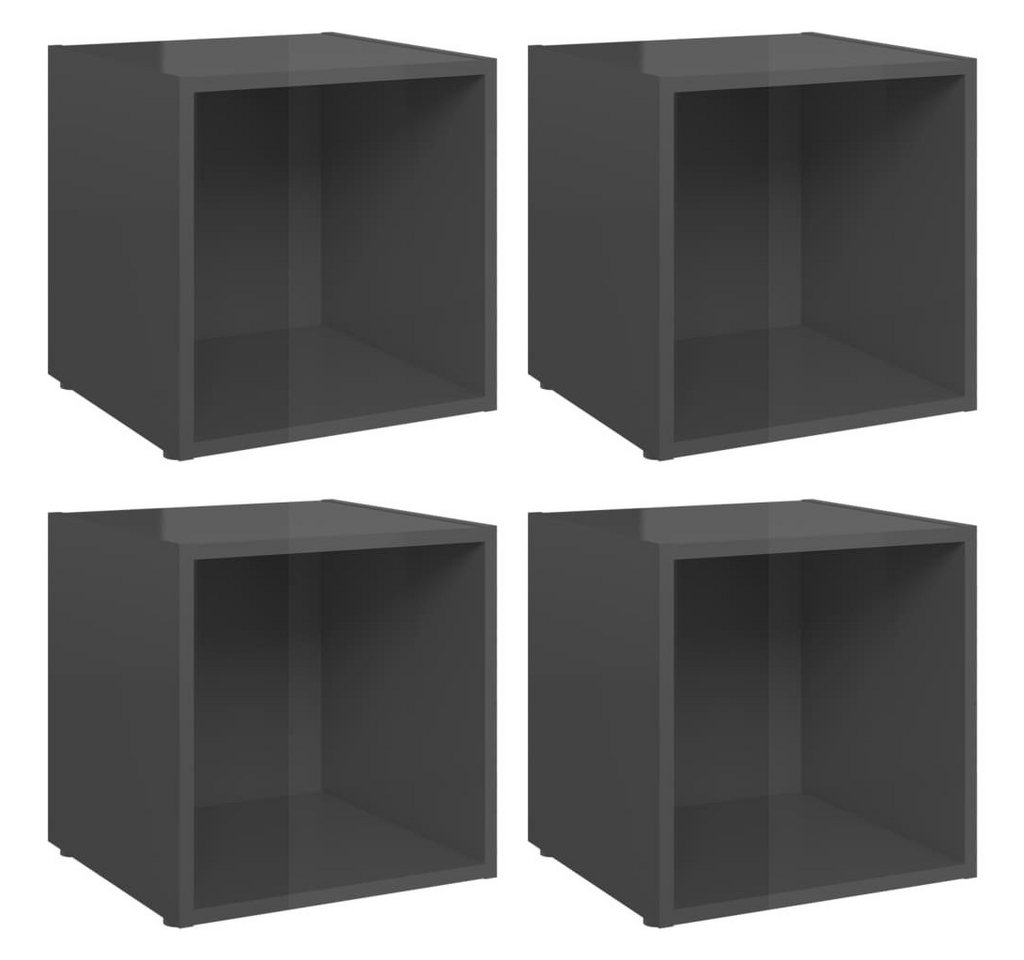 vidaXL TV-Schrank TV-Schränke 4 Stk Hochglanz-Grau 37x35x37 cm Spanplatte Lowboard Lowbo von vidaXL