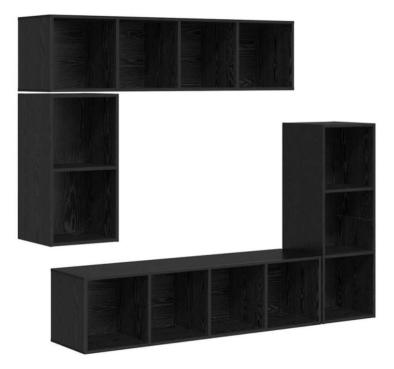 vidaXL TV-Schrank TV-Schrank-Set 4 pcs Schwarz Eichen-Optik 37 x 37 x 142,5 cm (4-St) von vidaXL