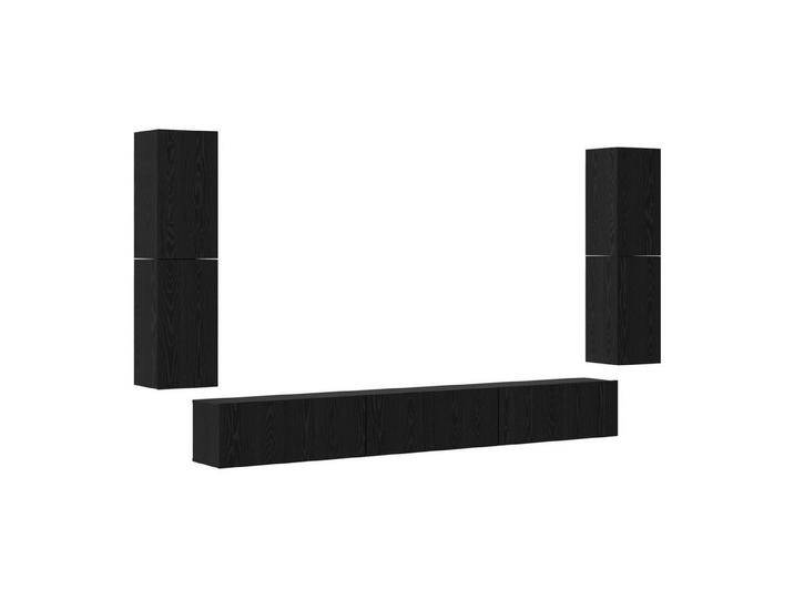 vidaXL TV-Schrank TV-Schrank-Set mit Tür 5 pcs Schwarz Eiche Holzwerkstoff (5-St), schwarz, 5 St., Schwarz von vidaXL