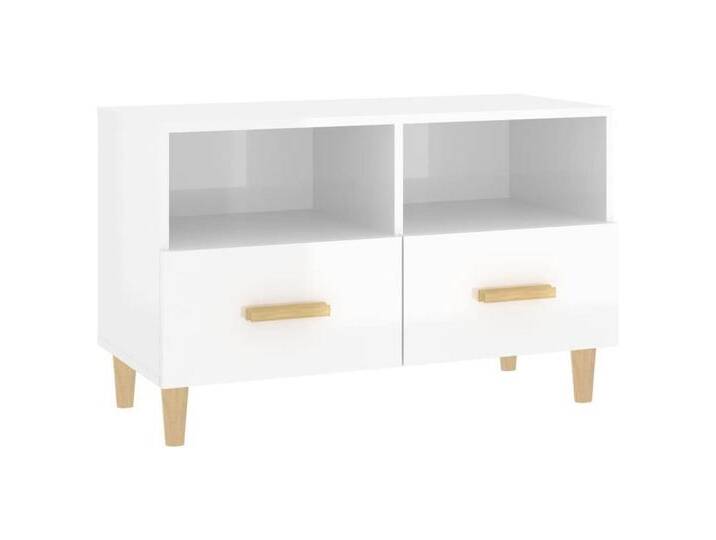vidaXL TV-Schrank TV Schrank Sideboard Schrank Hochglanz-Weiß 80x36x50 cm Spanplatte Low, weiß von vidaXL