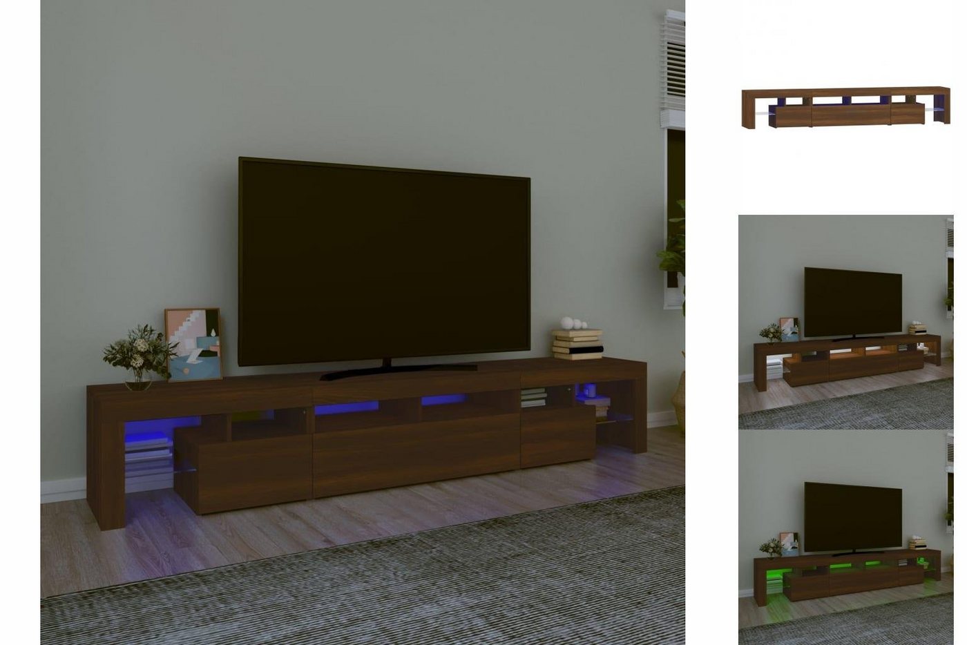 vidaXL TV-Schrank TV-Schrank mit LED-Leuchten Braun Eichen-Optik 230x36,5x40 cm Lowboard von vidaXL