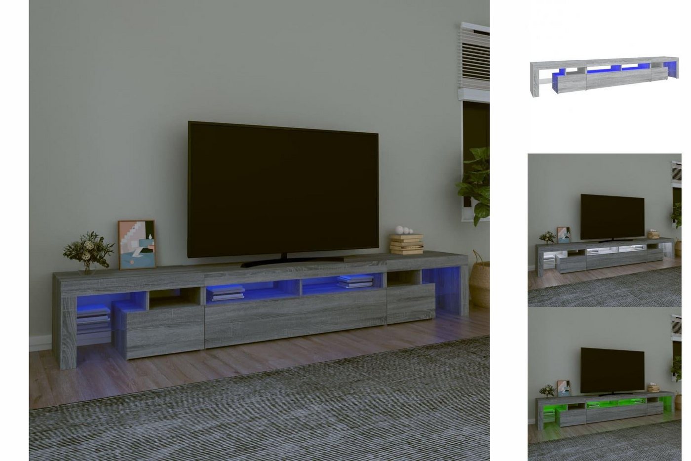 vidaXL TV-Schrank TV-Schrank mit LED-Leuchten Grau Sonoma 260x36,5x40 cm Lowboard von vidaXL